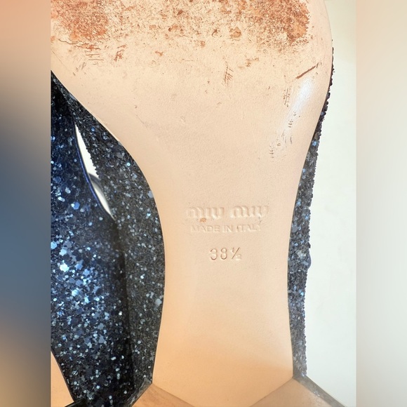 Miu Miu Midnight Blue Glitter Rhinestone embellished Mary Jane Pumps EU 38.5 - Picture 11 of 11